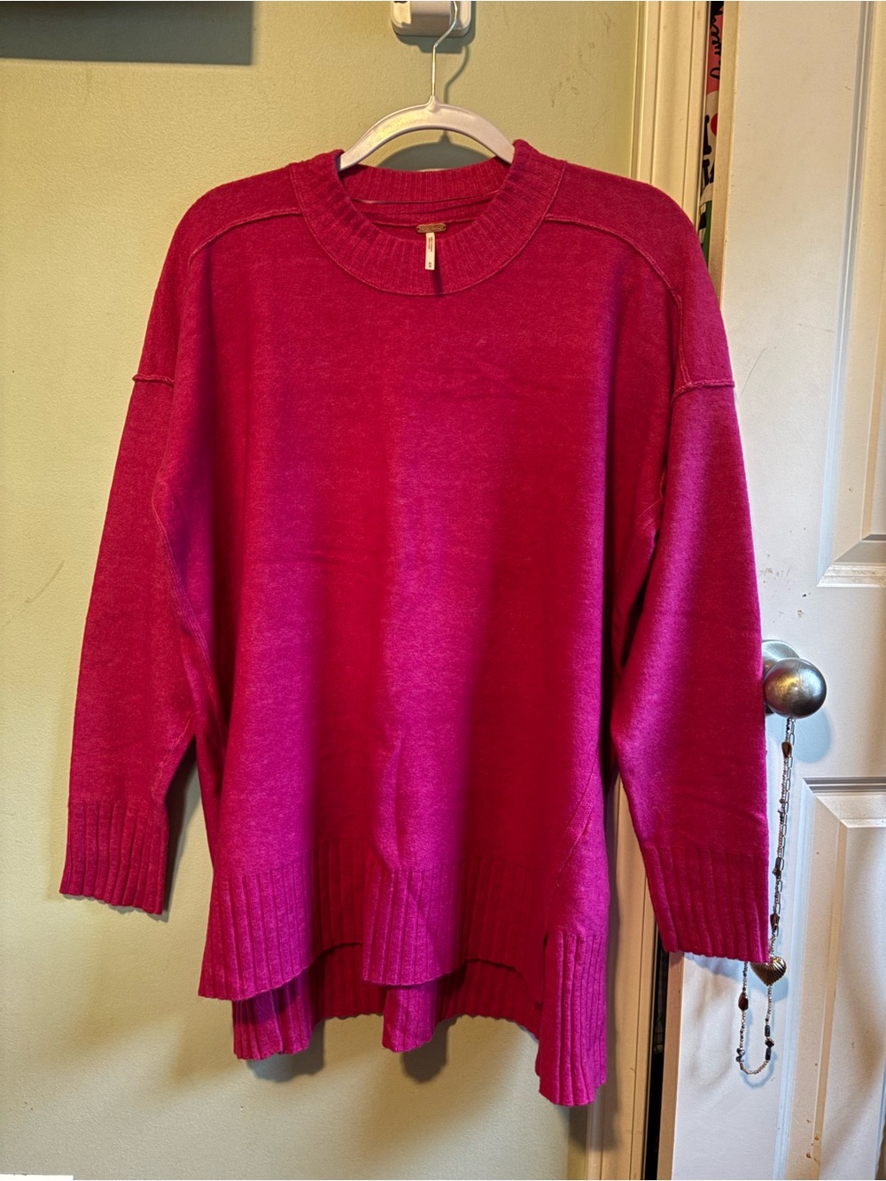 Free People Women's Fuchsia Crewneck Sweater